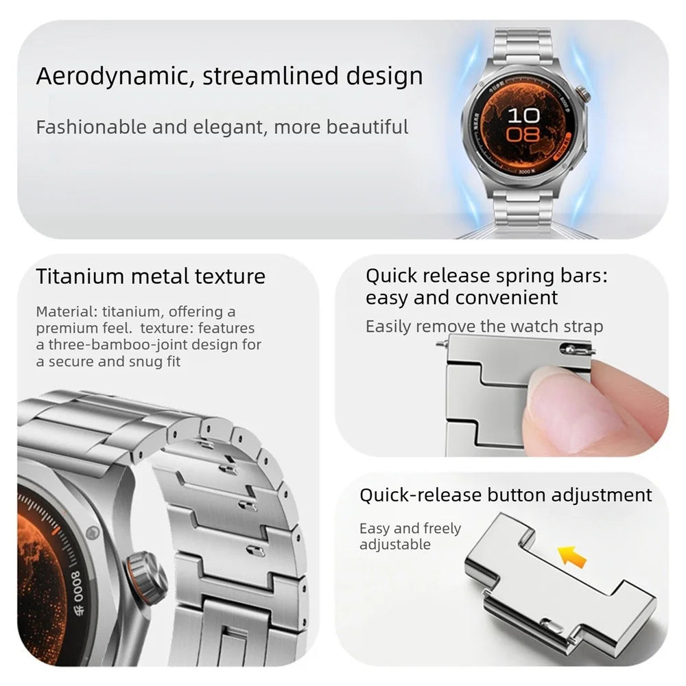 22mm Titanium Watch Band for Oppo Watch X3 / Huawei Watch GT 6 46mm / GT 5 46mm Quick Release Three Bead Metal Strap - Silver - 5