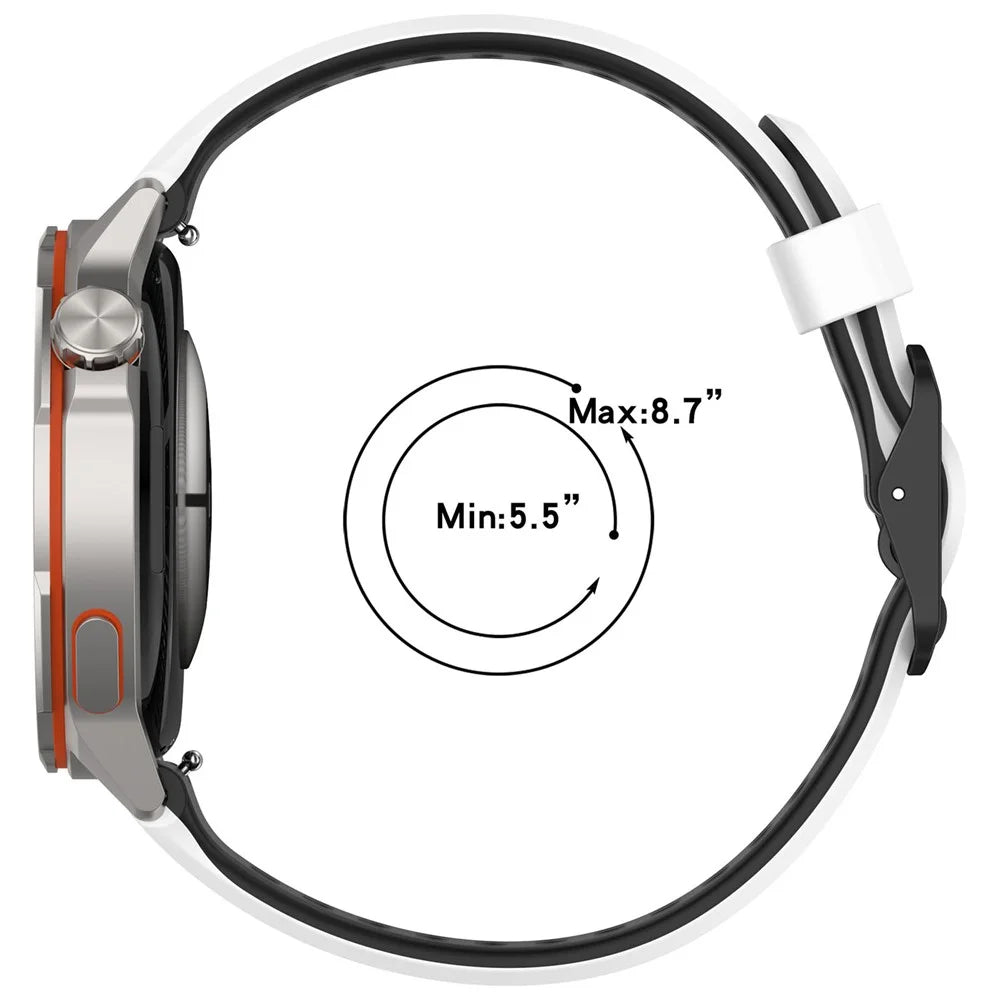 22mm Dual Color Silicone Band for Huawei Watch GT Runner 2 / GT 6 46mm / GT 5 46mm Breathable Holes Watch Strap - White / Black - 4