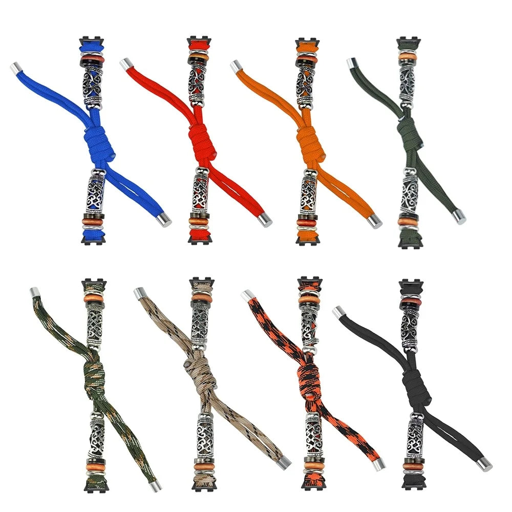 For Huawei Band 11 / 11 Pro Braided Nylon Strap Adjustable Metal Beads Woven Watch Band - Orange - 4