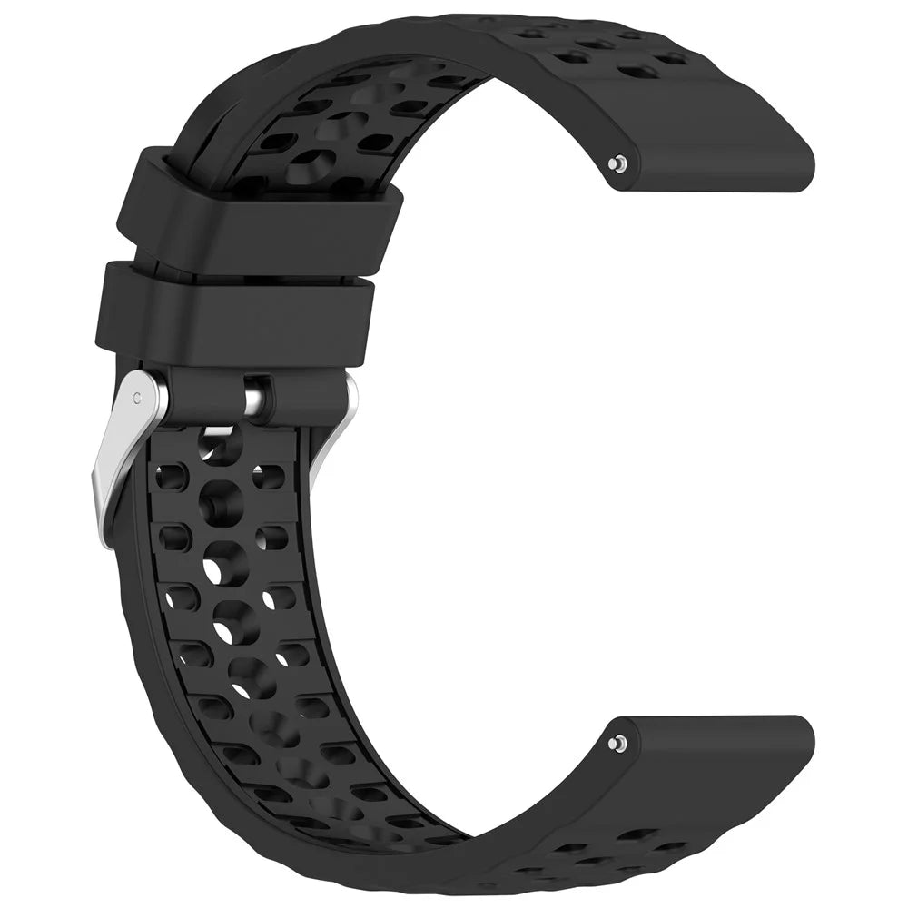 20mm Breathable Holes Silicone Strap for Huami Amazfit Active 3 Premium / Samsung Galaxy Watch7 44mm / 40mm Sports Watch Strap - Black - 3