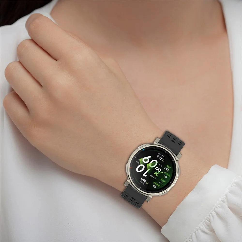 20mm Breathable Holes Silicone Strap for Huami Amazfit Active 3 Premium / Samsung Galaxy Watch7 44mm / 40mm Sports Watch Strap - Black - 5