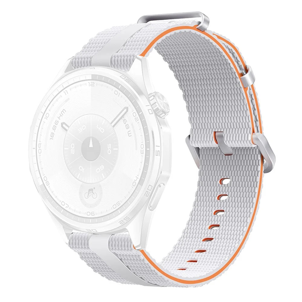 18mm Strap for Huawei Watch GT 6 41mm / GT 5 41mm / GT 4 41mm Silicone Band Linear Texture Sport Wristband - White+Orange - 1
