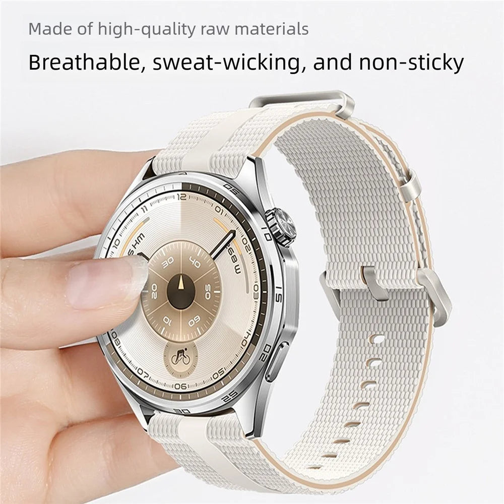 18mm Strap for Huawei Watch GT 6 41mm / GT 5 41mm / GT 4 41mm Silicone Band Linear Texture Sport Wristband - White+Orange - 6