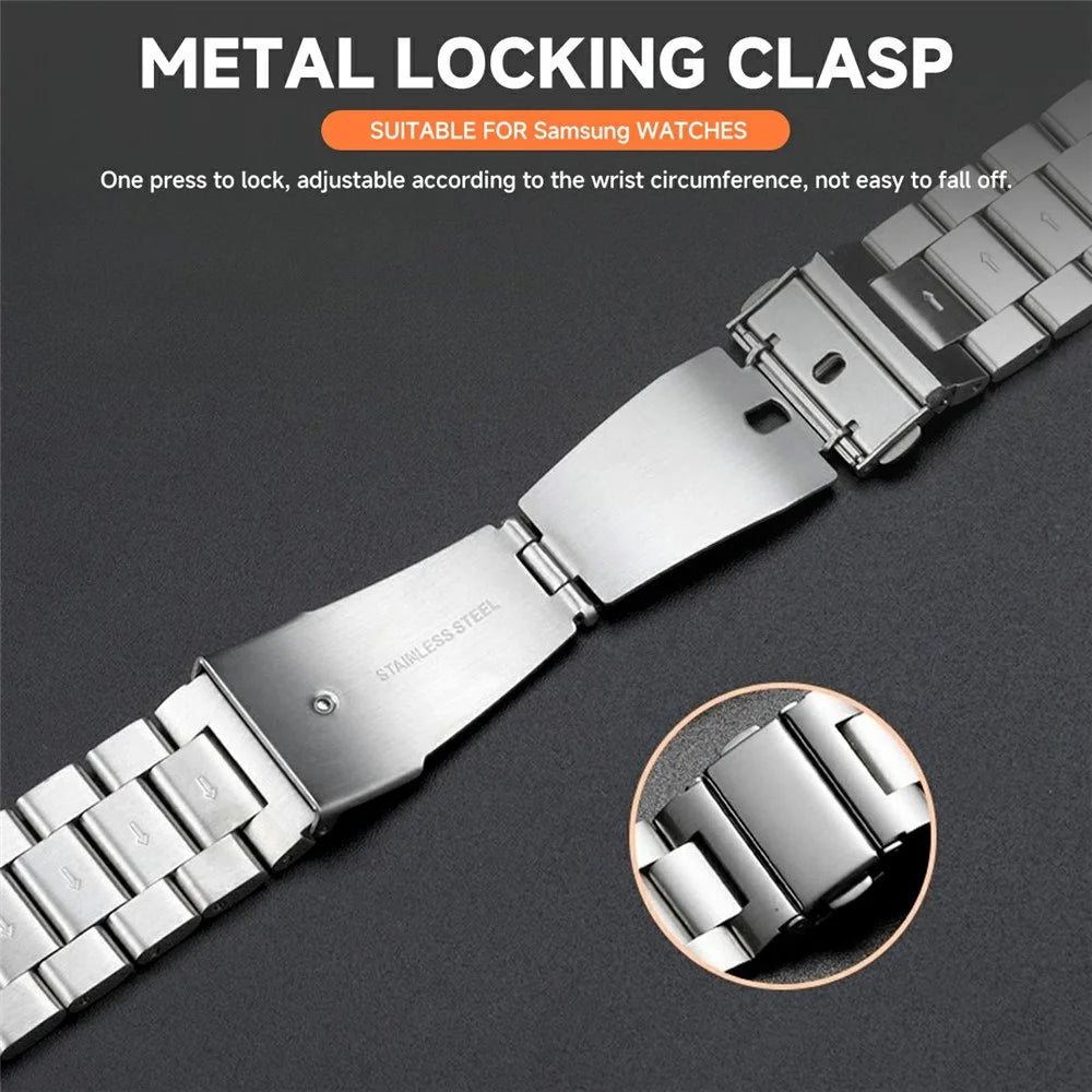 For Samsung Galaxy Watch7 44mm 3-Bead Stainless Steel Strap with TPU Full Cover Watch Case and Removal Tool - Silver - 6