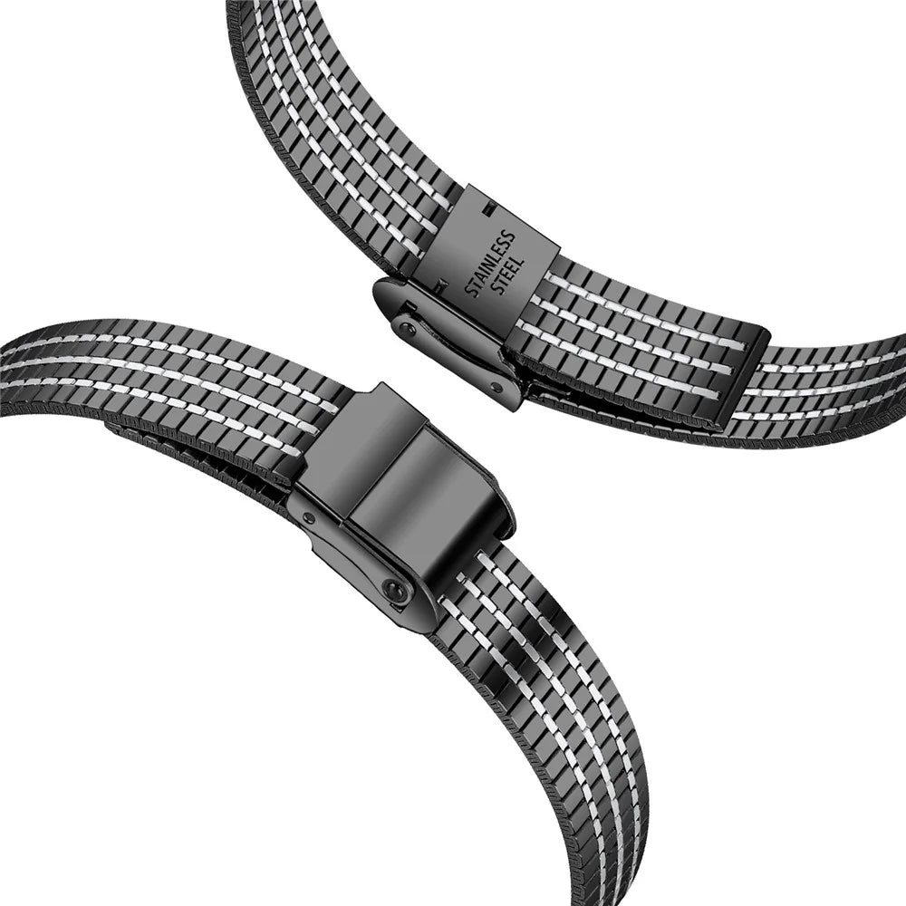 Watchband for Huawei Band 11 Pro NFC  /  11 NFC  /  11 Pro  /  11 7-Beads Electroplated Stainless Steel Watch Strap - Black+Silver - 6