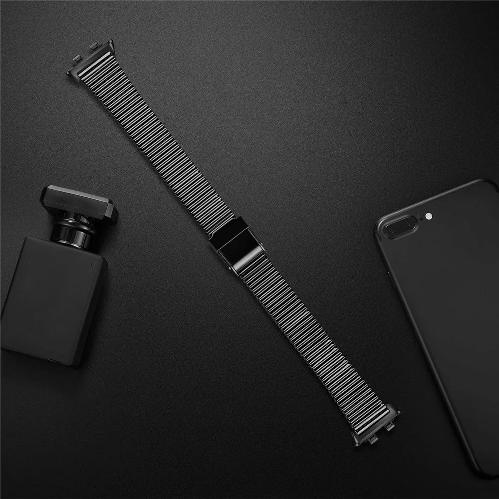 Electroplated Stainless Steel Watch Strap for Huawei Band 11 Pro NFC / 11 NFC / 11 Pro / 11 Wrist Band Replacement with Double Buckles - Black - 3