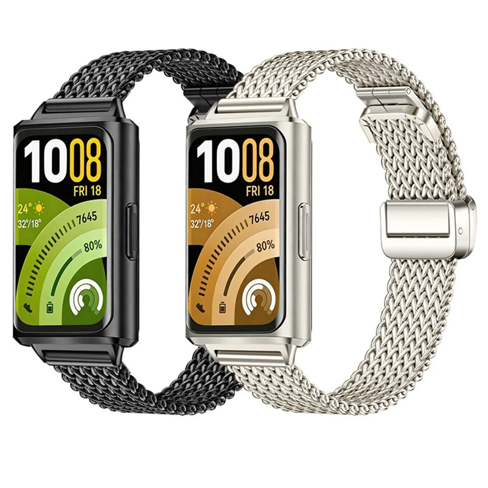 Stainless Steel Strap for Huawei Band 11 Pro NFC / 11 NFC / 11 Pro / 11 Herringbone Mesh Watch Band - Black - 3