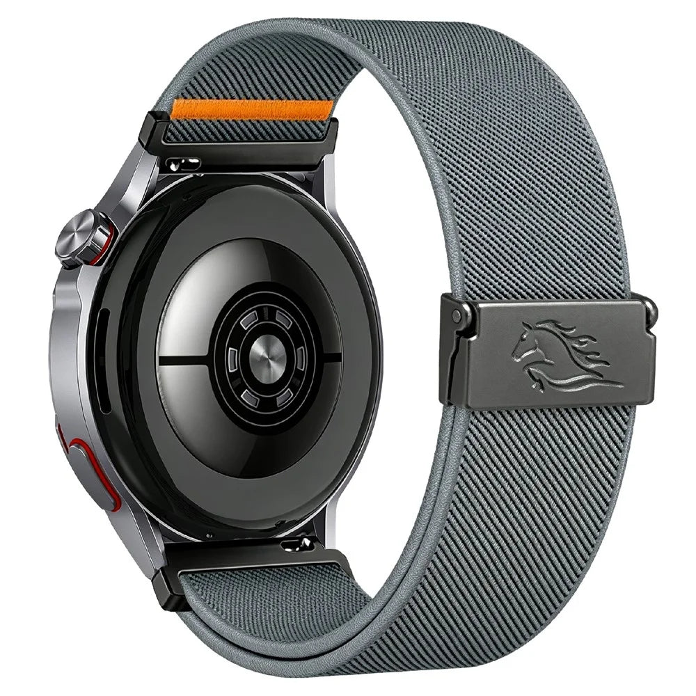 22mm Strap for Oppo Watch X3 / X2 / X / OnePlus Watch 2 Elastic Nylon Watchband with Horse Pattern Metal Buckle - Blue Grey - 1