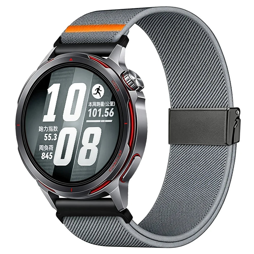 20mm Strap for Garmin Vivoactive 6 / 5 / Garmin Venu 2 Plus / Sq 2 / Sq Elastic Nylon Watchband with Horse Pattern Metal Buckle - Blue Grey - 2
