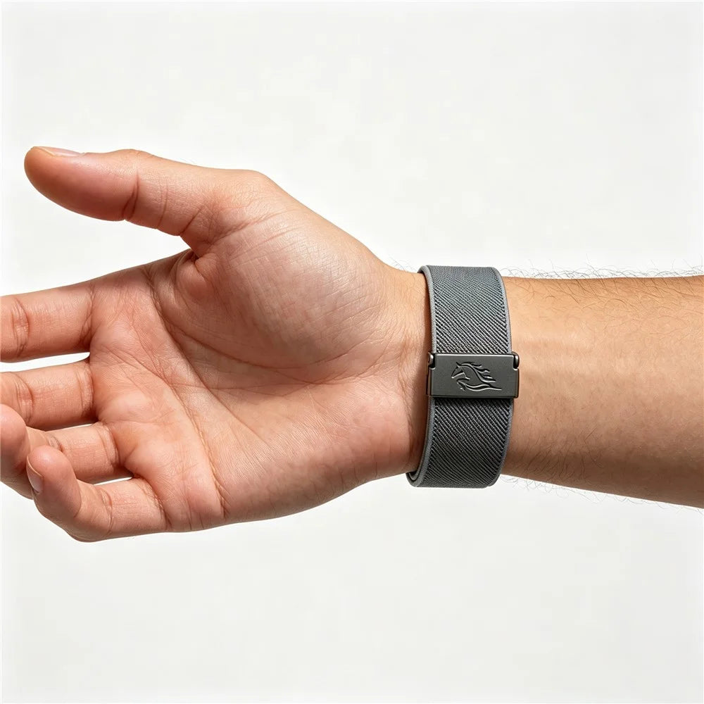 20mm Strap for Garmin Vivoactive 6 / 5 / Garmin Venu 2 Plus / Sq 2 / Sq Elastic Nylon Watchband with Horse Pattern Metal Buckle - Blue Grey - 4
