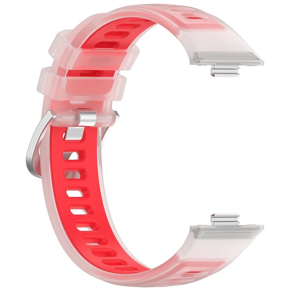 Strap for Huawei Watch Fit 5 Pro  /  5  /  4 Pro  /  4  /  3 Jelly Translucent Silicone Sports Band Breathable Wristband - Transparent Red - 4