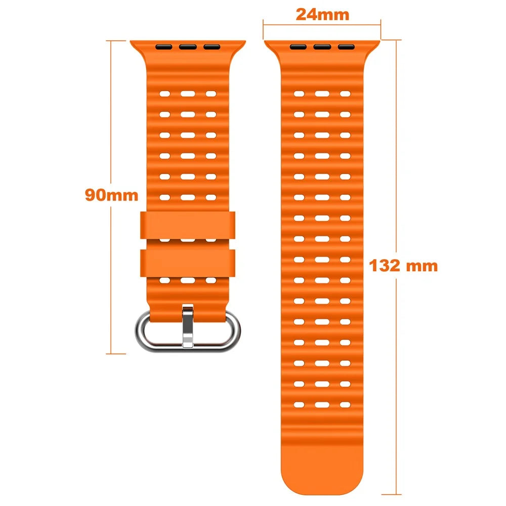 Strap for Apple Watch Ultra 3 2 1 49mm  /  Series 11 10 46mm  /  9 8 7 45mm  /  SE3 SE2 SE 6 5 4 44mm  /  3 2 1 42mm Silicone Band Breathable Replacement Wristband with Silver Buckle - Mint Green - 4