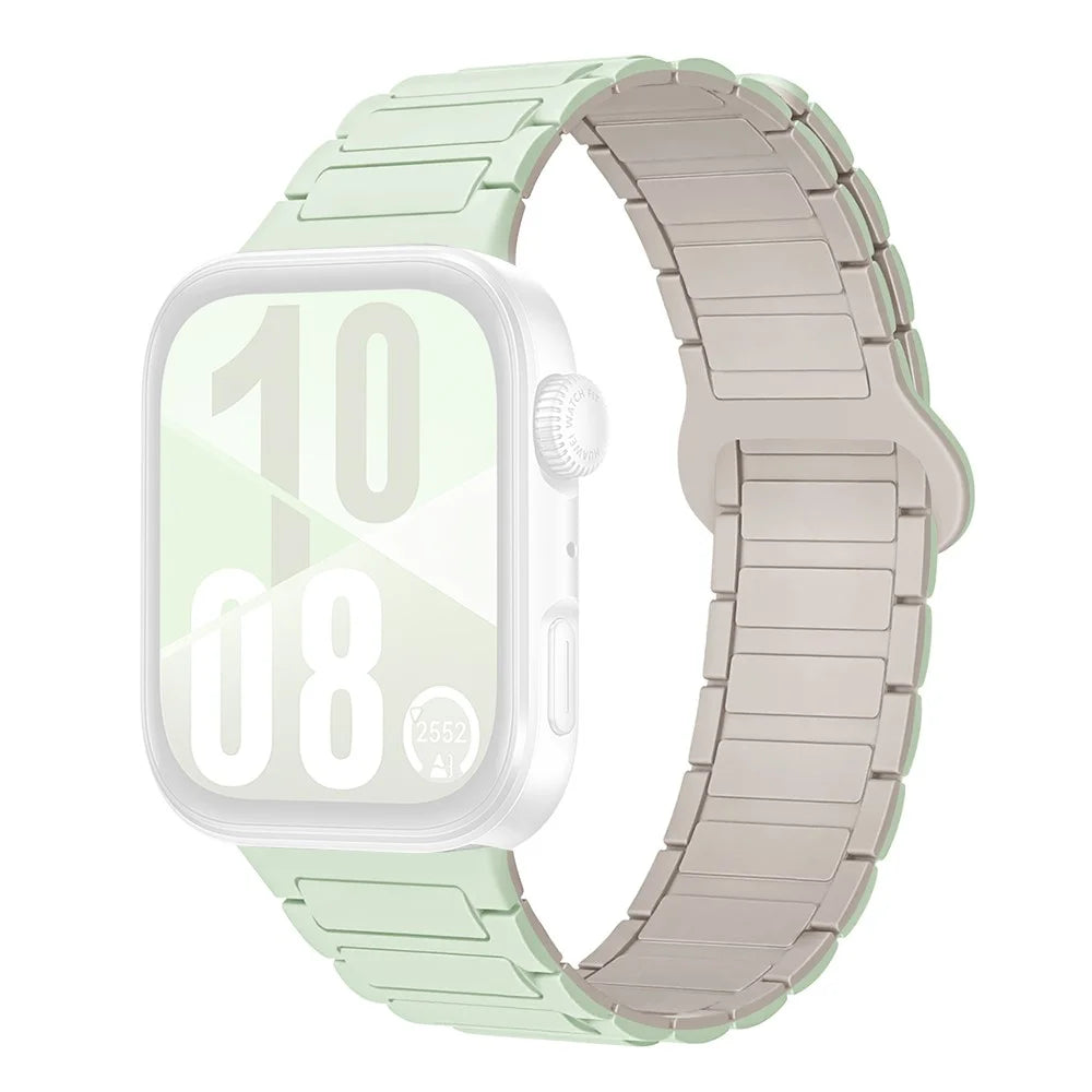 3-Bead Strap for Huawei Watch Fit 5 Pro  /  5  /  4 Pro  /  4  /  3 Silicone Band Magnetic Sport Wristband - Mint Green+Starlight - 1