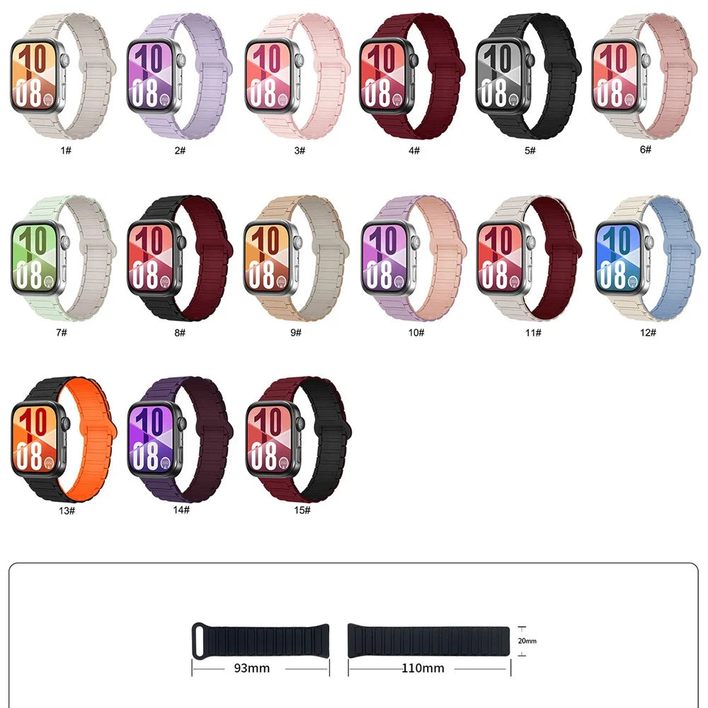 3-Bead Strap for Huawei Watch Fit 5 Pro  /  5  /  4 Pro  /  4  /  3 Silicone Band Magnetic Sport Wristband - Mint Green+Starlight - 7