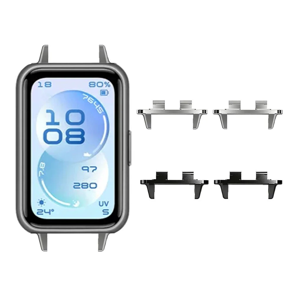 1 Pair For Huawei Band 11 / 11 Pro 12mm Watch Band Connector Quick Release Metal Adapter - Black - 4