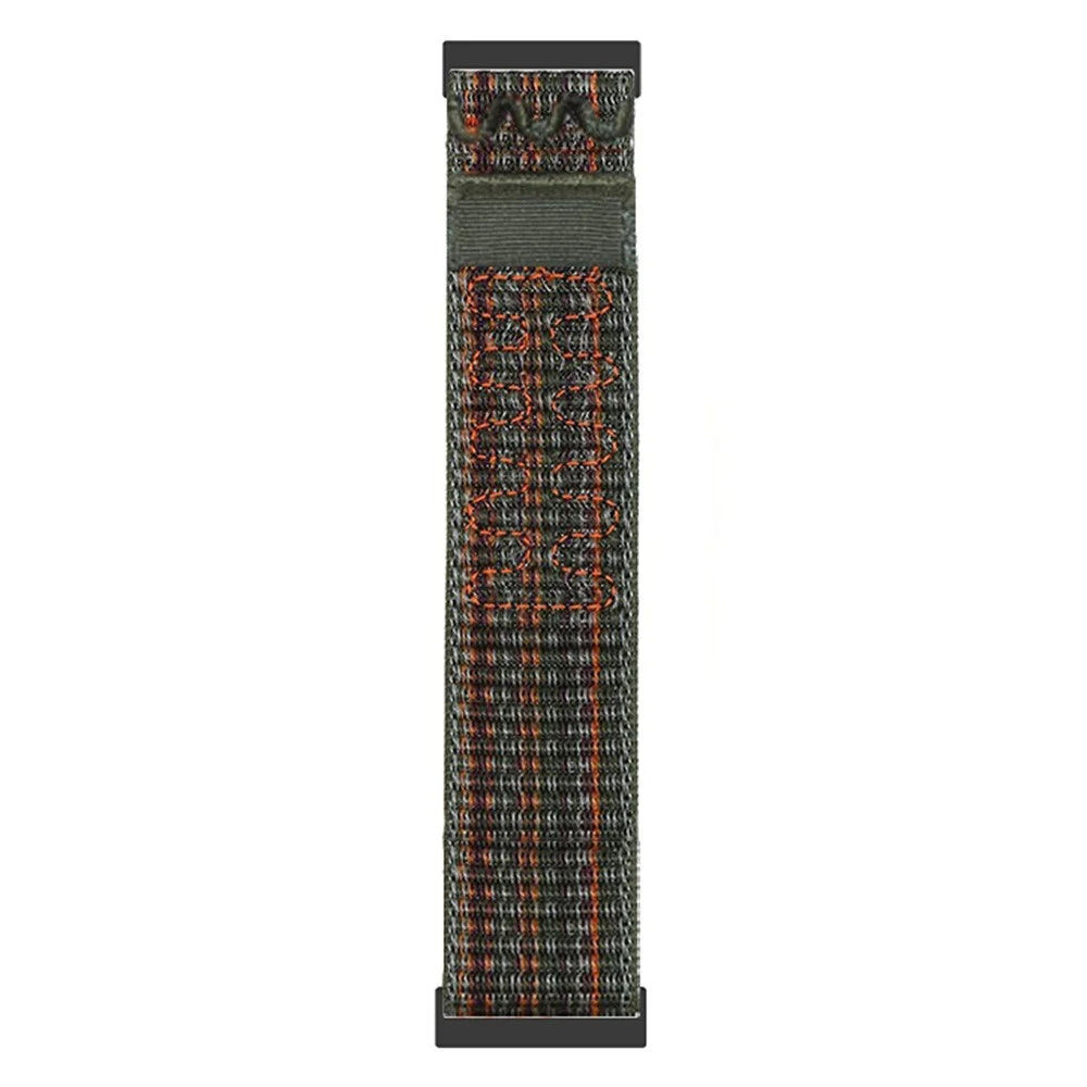 For Garmin Venu X1 Watch Strap 24mm Nylon Sport Loop Band Embroidered Woven Quick Release Replacement Wristband - Dark Green Orange - 3