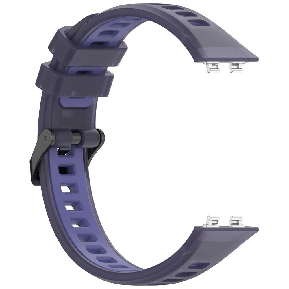 Strap for Huawei Band 11 / 11 NFC / 11 Pro / 11 Pro NFC Jelly Translucent Silicone Breathable Wristband with Steel Buckle - Phantom Purple - 4