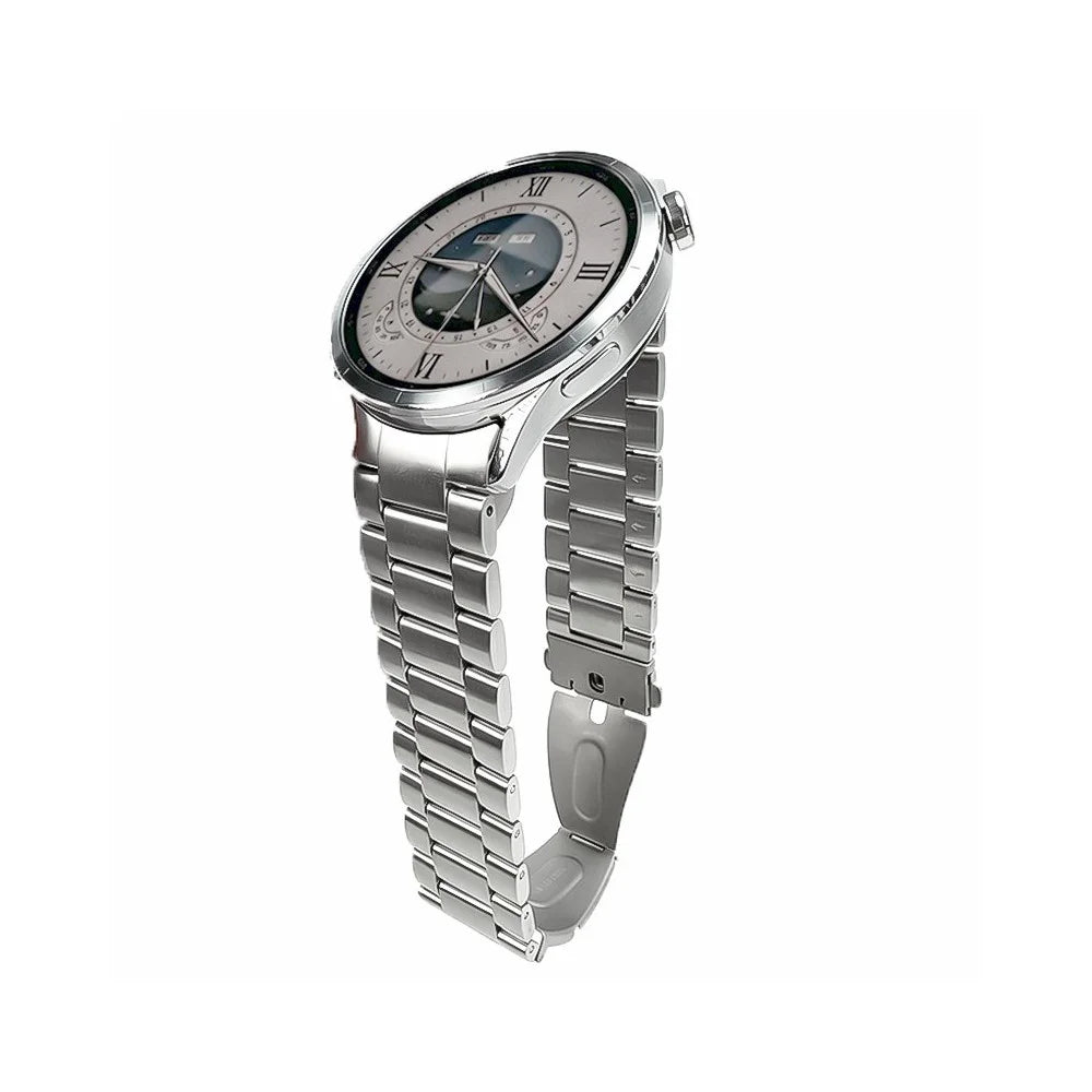 For Xiaomi Watch S5 Stainless Steel Strap Metal Band Three-Bead Flat Buckle Replacement Wristband - Silver - 2