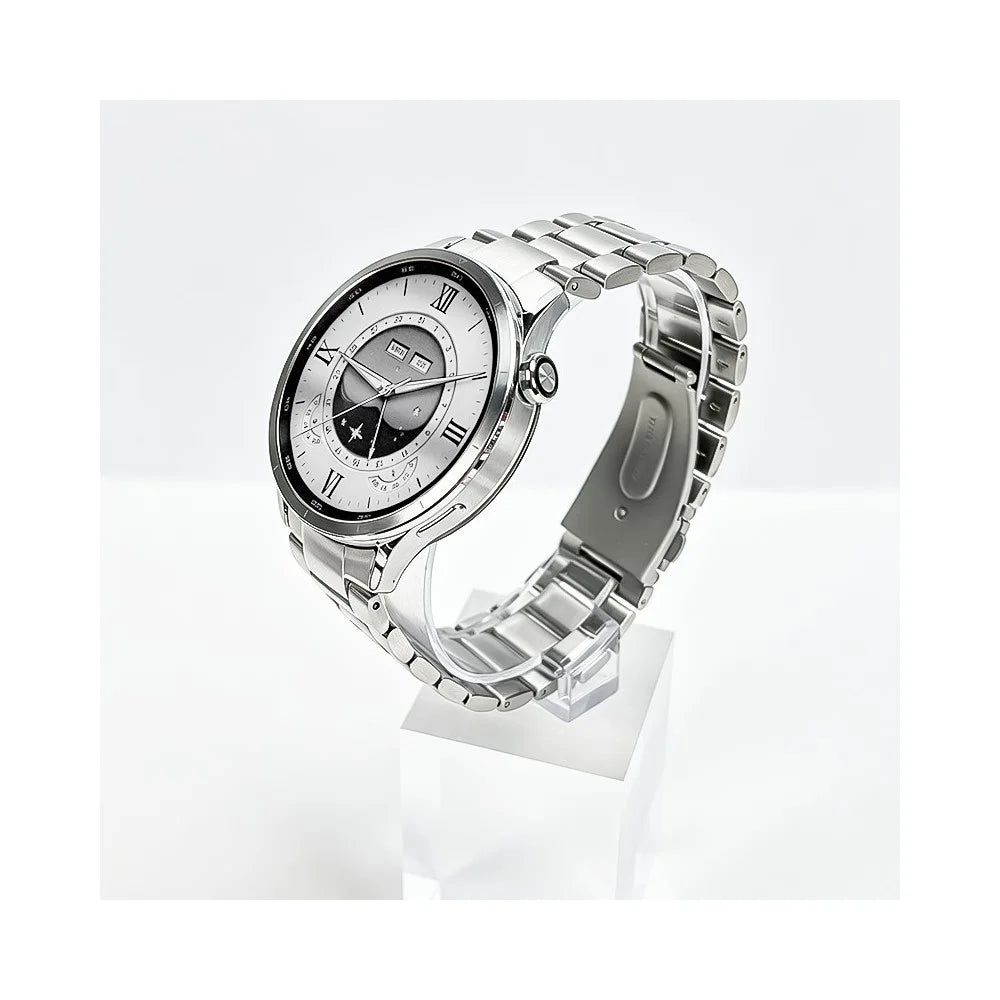 For Xiaomi Watch S5 Stainless Steel Strap Metal Band Three-Bead Flat Buckle Replacement Wristband - Silver - 3