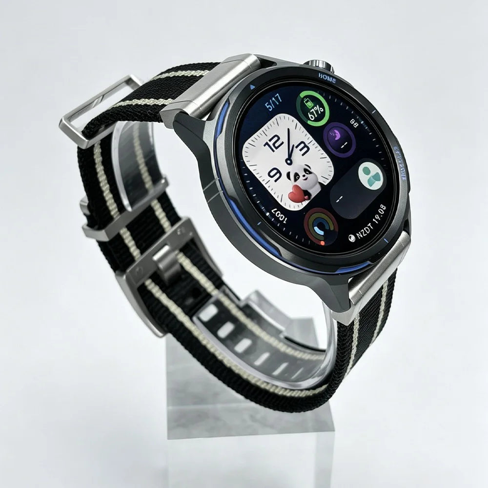 22mm Nylon Strap for Oppo Watch 4 Pro / X3 / X2 / X Breathable Replacement Wristband - Black  /  White - 3