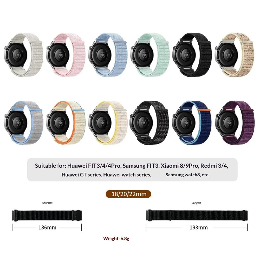 22mm Nylon Sport Loop Band for Huawei Watch GT 6 46mm / GT 5 46mm / GT 5 Pro 46mm Magic Tape Watch Strap - Sakura - 5