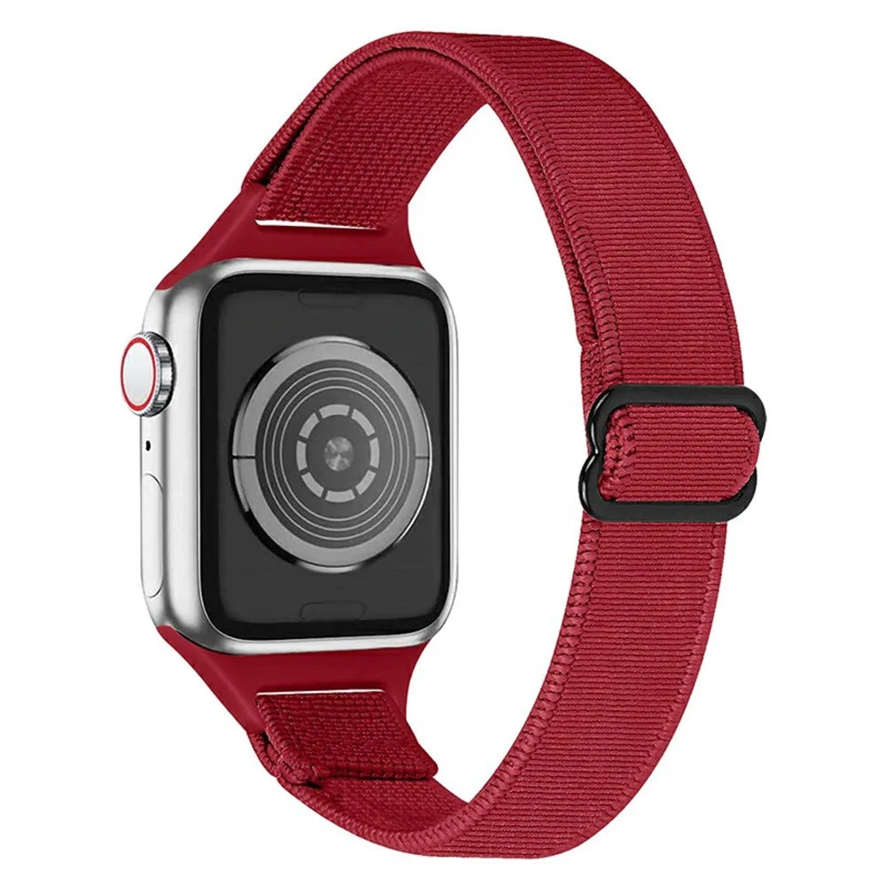 Adjustable Braided Nylon Smart Watch Band Wrist Strap for Apple Watch Series 8 41mm / Series 7 41mm /  1 / 2 / 3 38mm 4 / 5 / 6 40mm - Red - 1