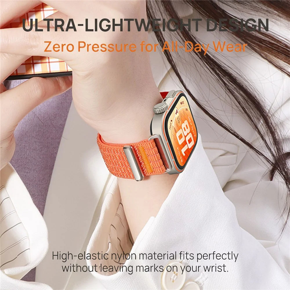 Nylon Sports Strap for Huawei Watch Fit 5 Pro / 4 Pro / 5 / 4 / 3 Magic Tape Breathable Woven Band Replacement Wristband - Orange - 4