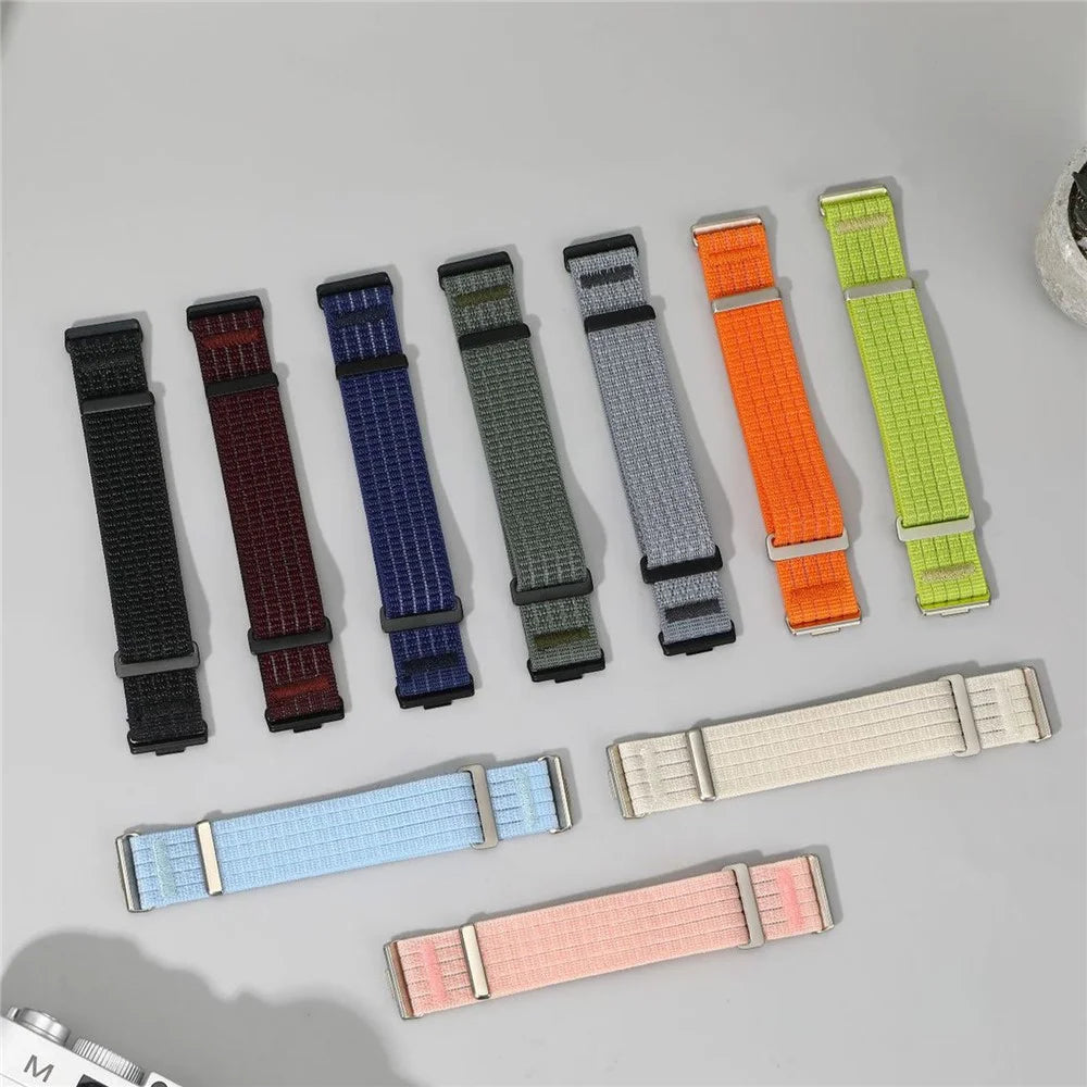 Nylon Sports Strap for Huawei Watch Fit 5 Pro / 4 Pro / 5 / 4 / 3 Magic Tape Breathable Woven Band Replacement Wristband - Orange - 6