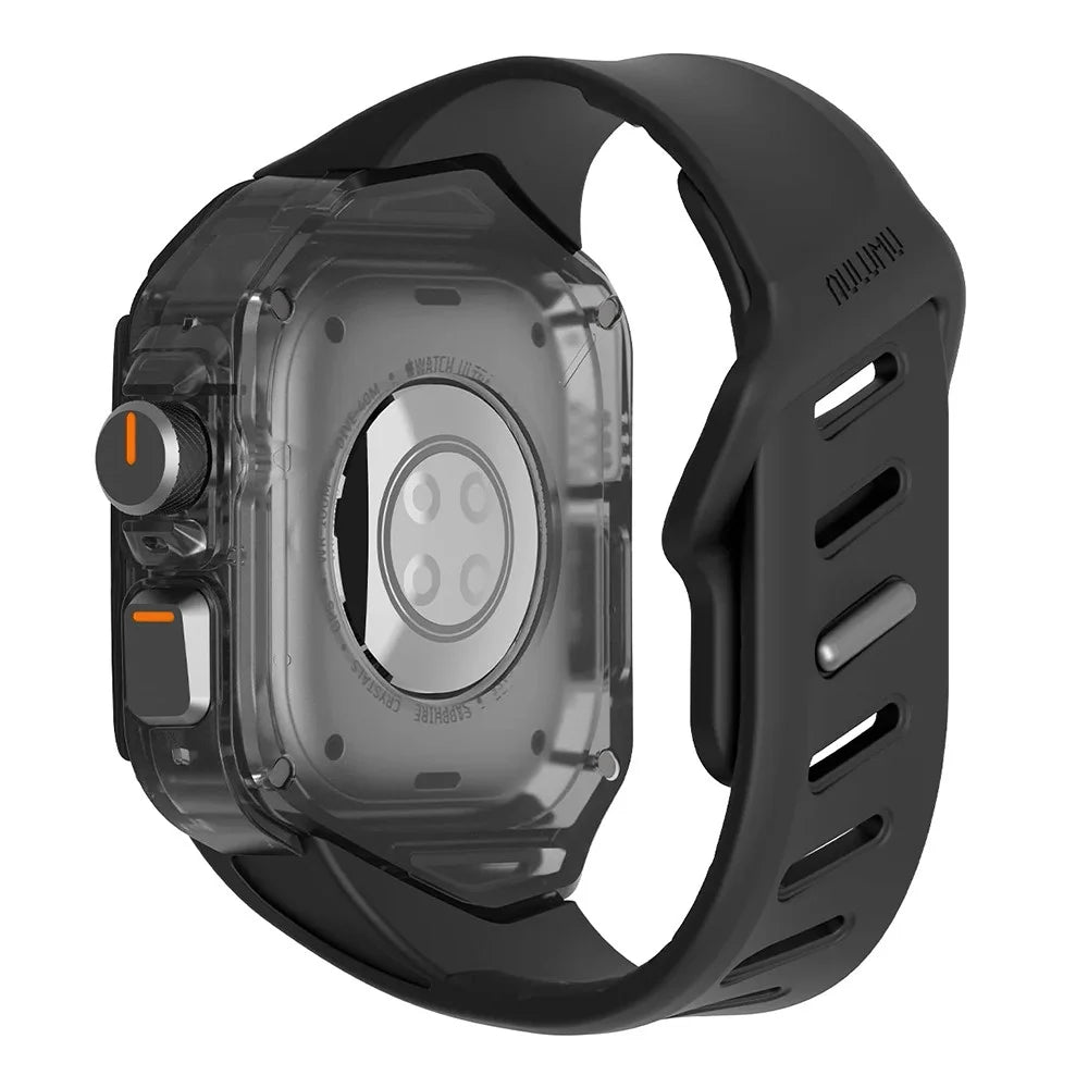 AULUMU A01 For Apple Watch Ultra 2 49mm  /  Ultra 49mm Fluoroelastomer Strap with Integrated Carbon Fiber + PC Watch Case - Black - 2