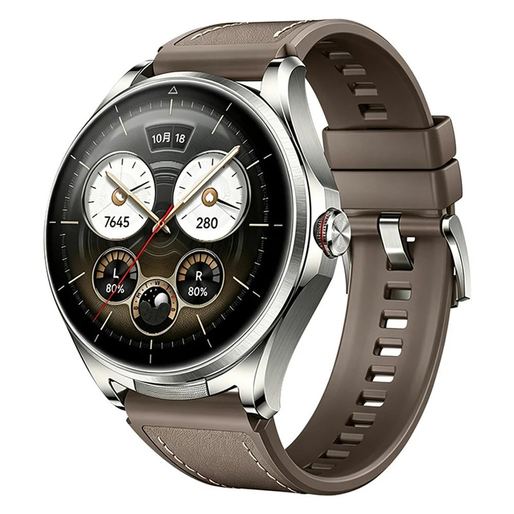 22mm Watch Strap for Huawei Watch GT 6 46mm / Watch 5 46mm / Xiaomi Watch S4 / Garmin Forerunner 265 , Leather + Silicone Quick Release Band - Amber Brown - 2