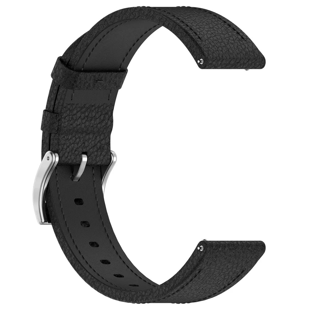 For Huami Amazfit Cheetah 2 Pro / Amazfit Active 3 Premium Strap 20mm Textured Genuine Cow Leather Watch Band - Black - 3