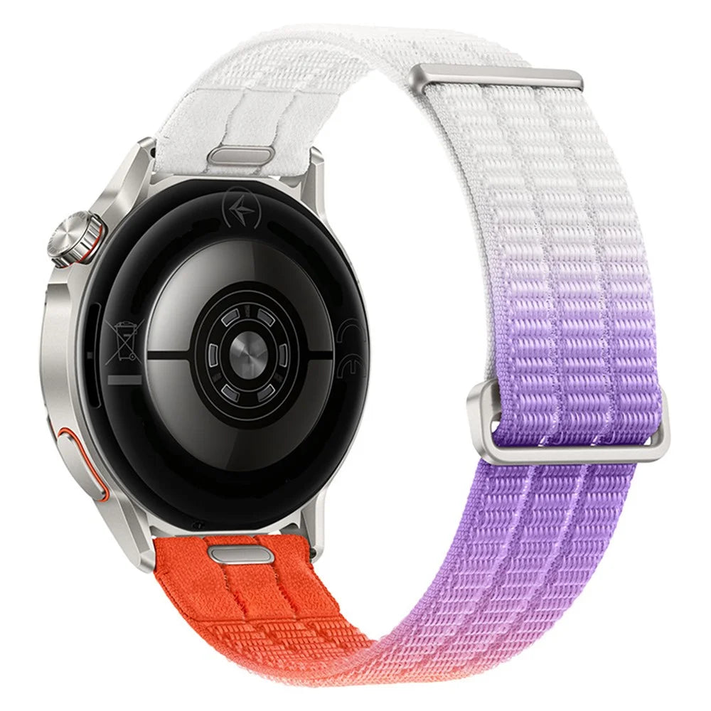 For Huawei Watch GT Runner 2 Band Magic Tape Quick Release 22mm Nylon Loop Breathable Watch Strap - Dawn Orange - 1