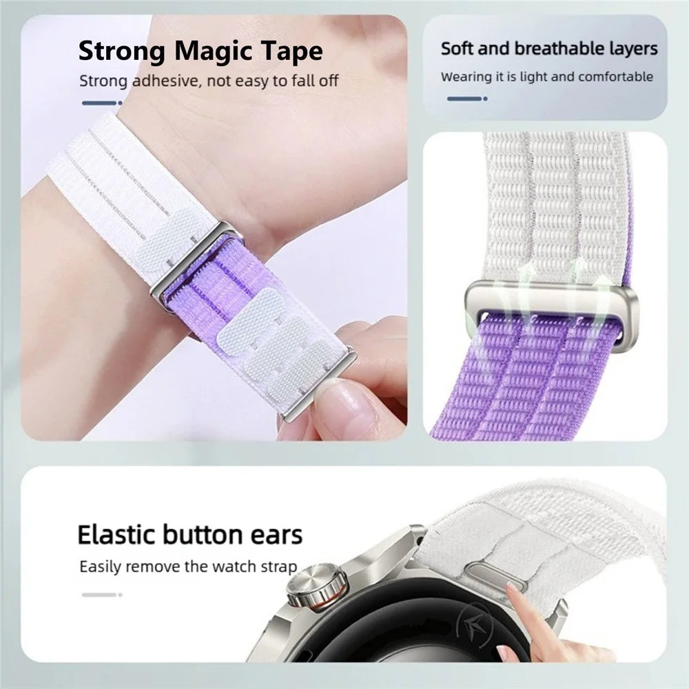 For Huawei Watch GT Runner 2 Band Magic Tape Quick Release 22mm Nylon Loop Breathable Watch Strap - Dawn Orange - 3