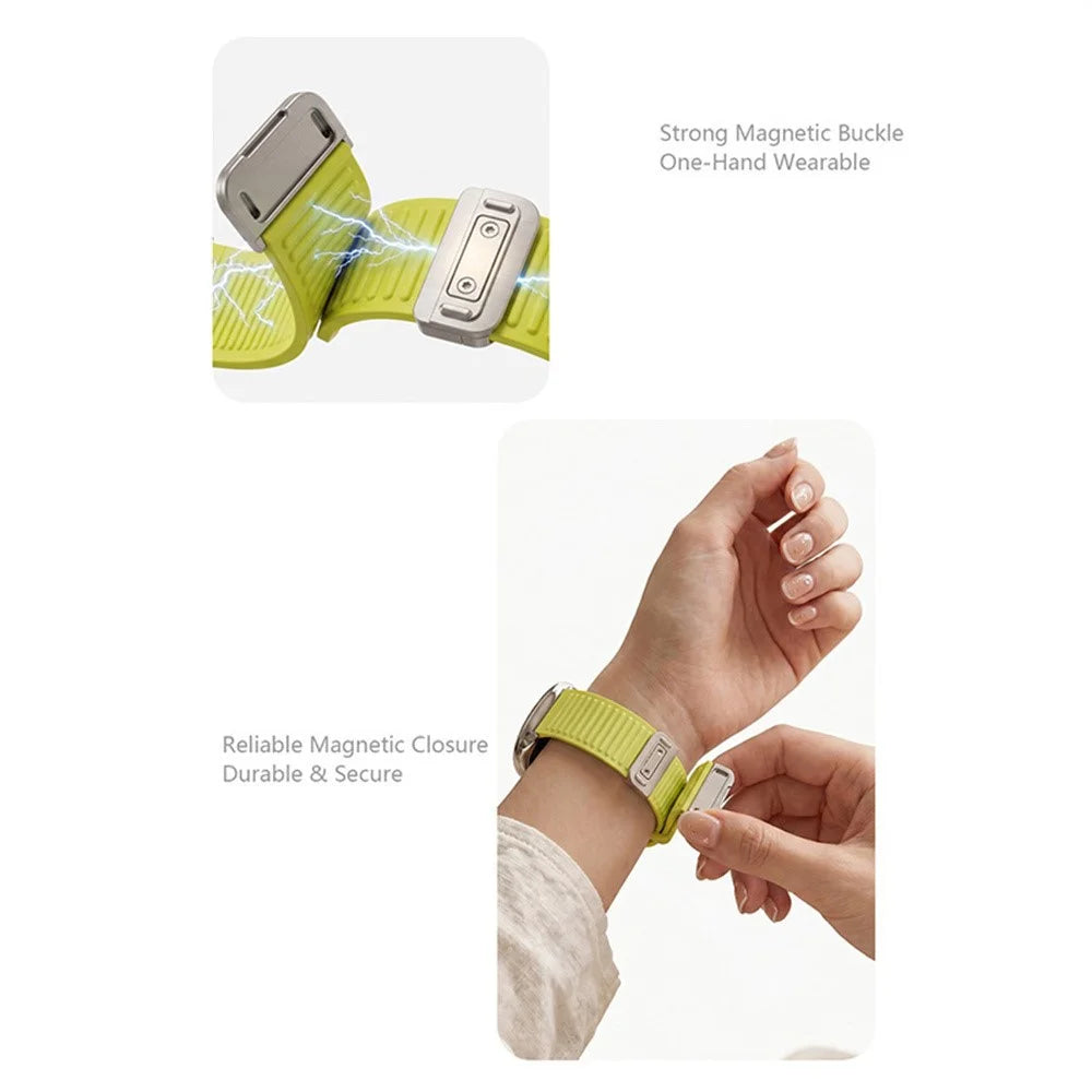 22mm Silicone Loop Strap for Huawei Watch Ultimate 2 / GT 6 46mm / Huami Amazfit Bip 5 Mountain Pattern Magnetic Clasp Sports Band - Orange - 4