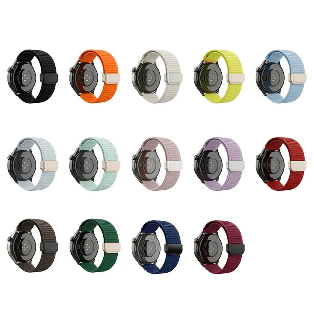 22mm Silicone Loop Strap for Huawei Watch Ultimate 2 / GT 6 46mm / Huami Amazfit Bip 5 Mountain Pattern Magnetic Clasp Sports Band - Orange - 5