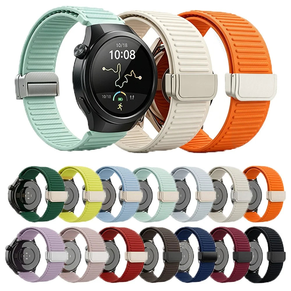 22mm Silicone Loop Strap for Huawei Watch Ultimate 2 / GT 6 46mm / Huami Amazfit Bip 5 Mountain Pattern Magnetic Clasp Sports Band - Orange - 7