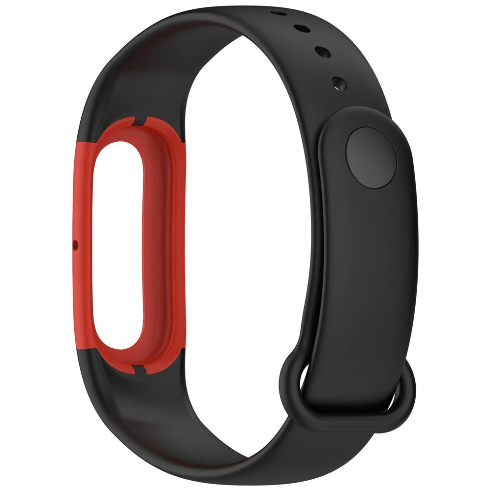 For Google Fitbit Air Silicone Sport Strap with Case Buckle Type Adjustable Replacement Band - Black / Red - 2