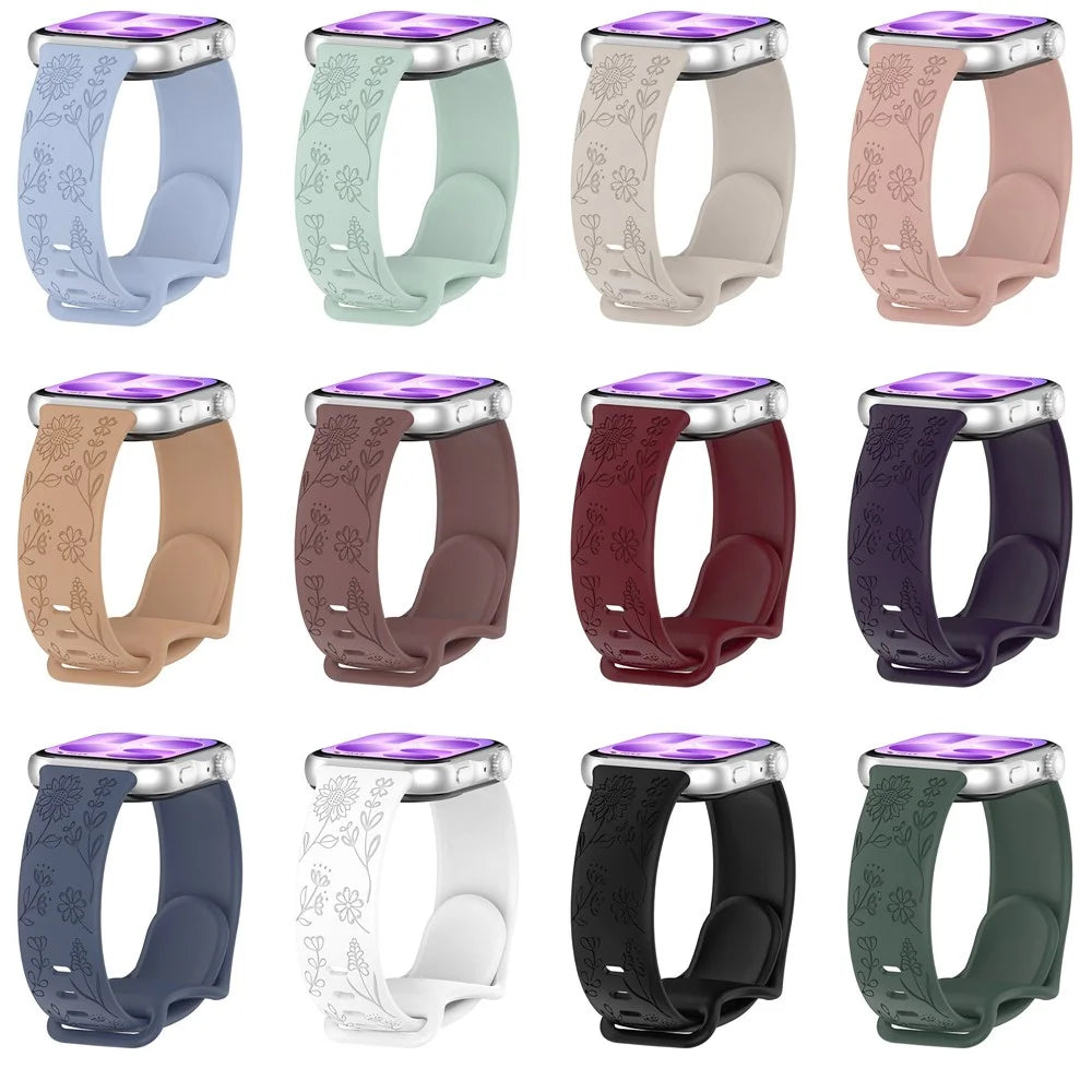 Sunflower Pattern Silicone Strap for Huawei Watch Fit 5 Pro / 5 / 4 Pro / 4 / 3 Butterfly Buckle Band - Dark Purple - 6