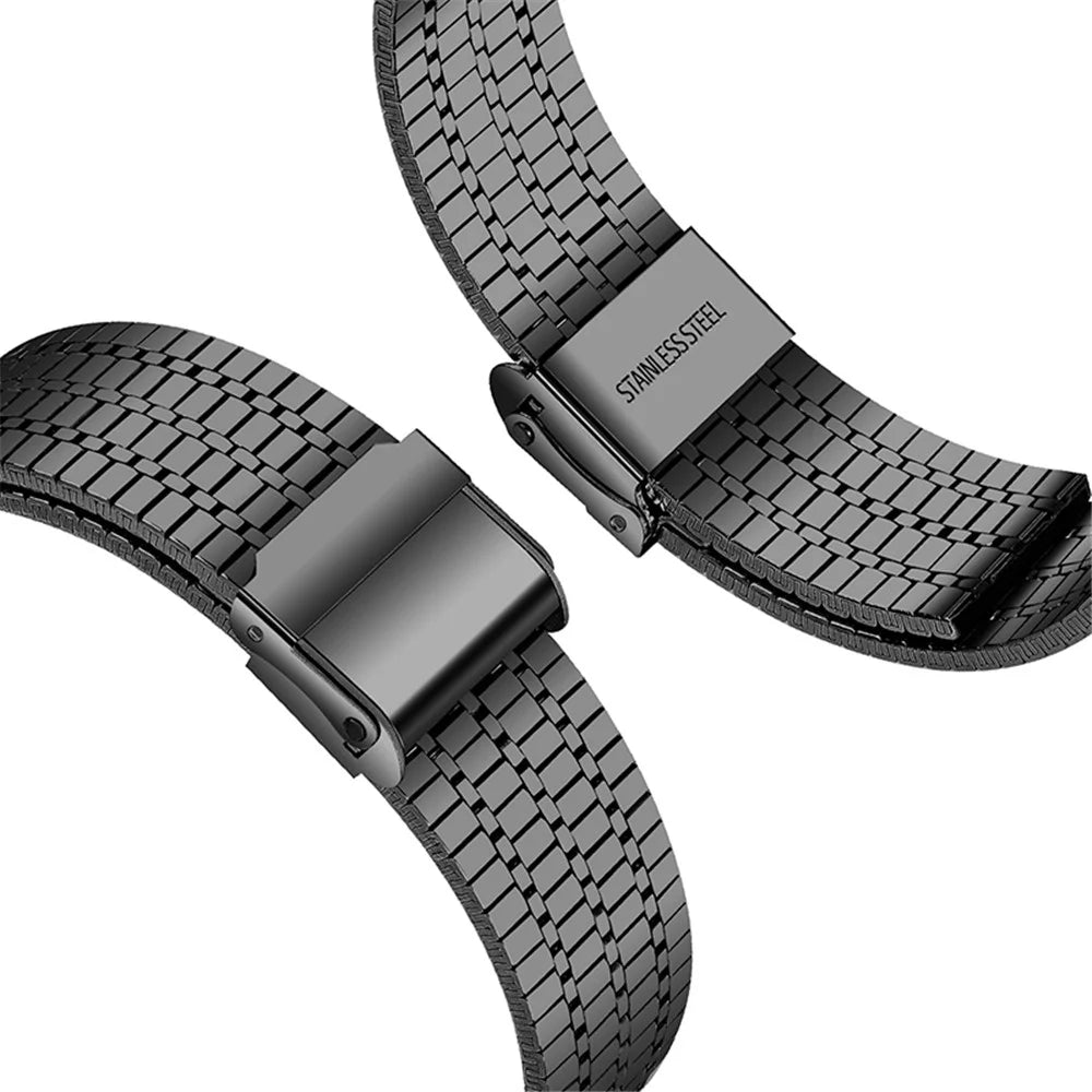 Seven Beads Stainless Steel Dual Buckle Design Watch Band Wrist Strap for Samsung Galaxy Watch 42mm/Watch3 41mm - Black - 3