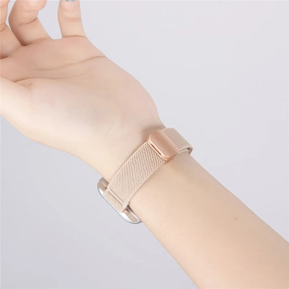 Woven Nylon Band for Apple Watch Ultra 3 2 1 49mm  /  Series 11 10 46mm  /  9 8 7 45mm  /  SE3 SE2 SE 6 5 4 44mm  /  3 2 1 42mm Magnetic Slim Elastic Strap - Olive Green - 6