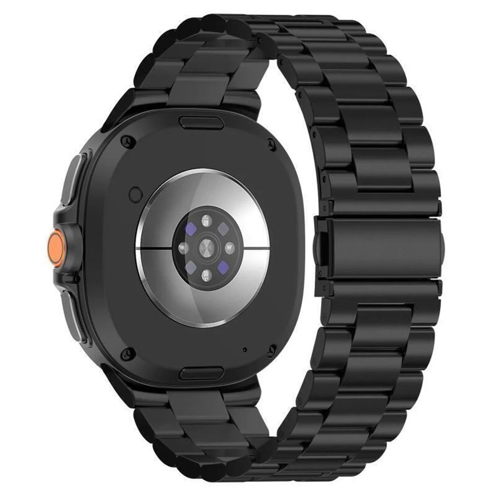 For Samsung Galaxy Watch9 44mm / Watch8 44mm 3-Bead Stainless Steel Strap with TPU Full Cover Watch Case - Black - 2