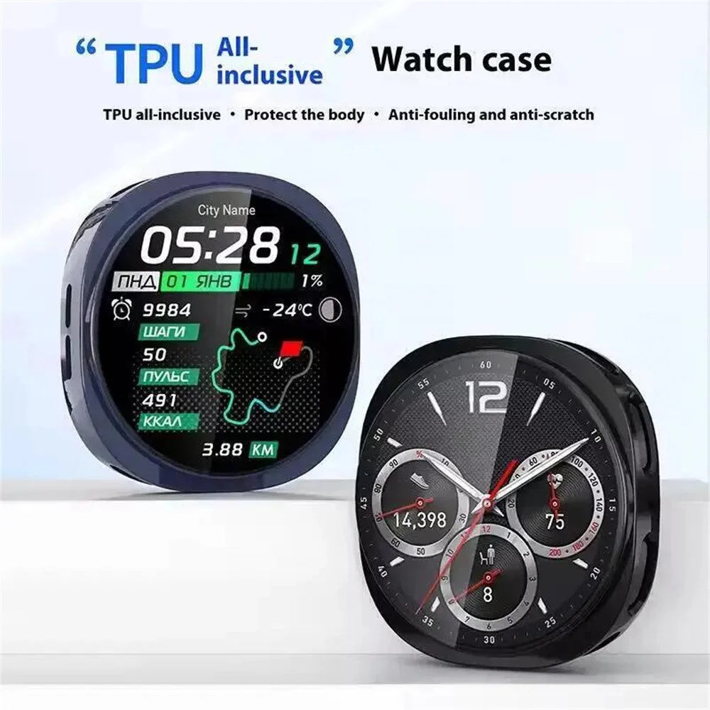 For Samsung Galaxy Watch9 44mm / Watch8 44mm 3-Bead Stainless Steel Strap with TPU Full Cover Watch Case - Black - 4