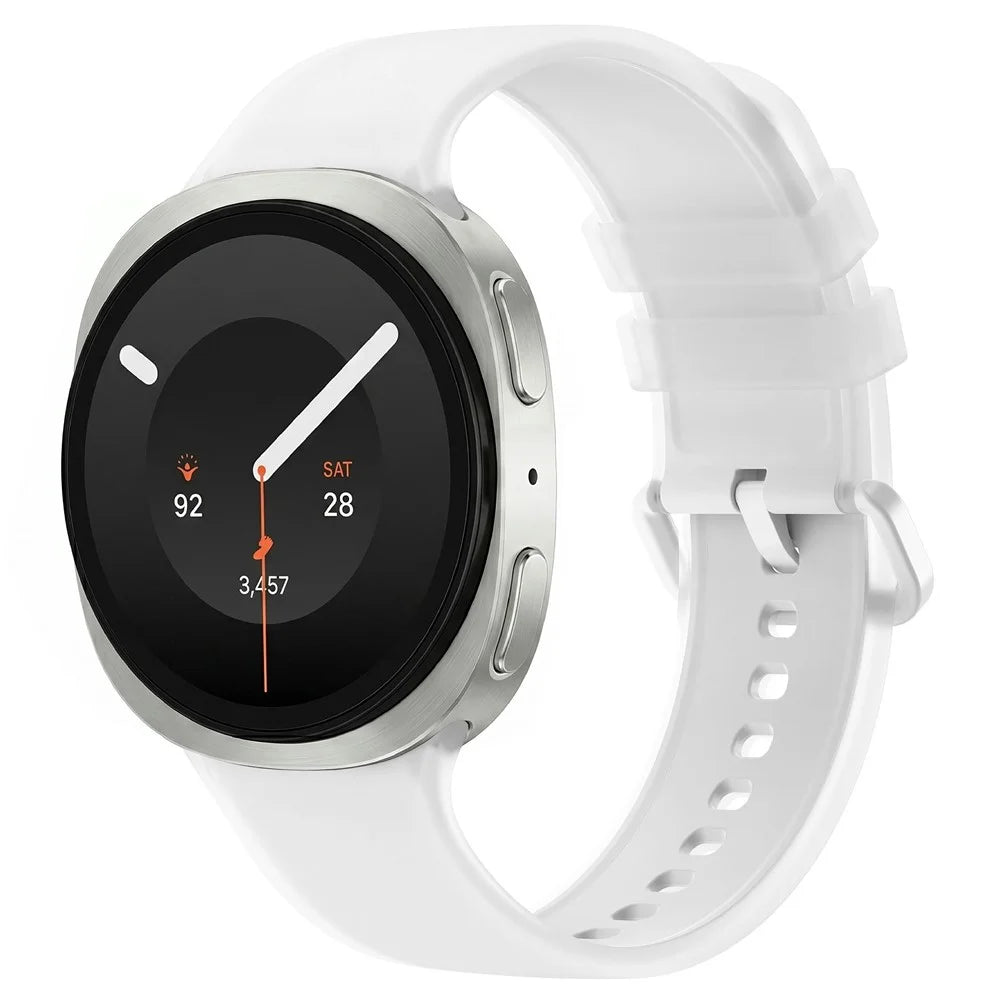 Size S Silicone Watch Band for Samsung Galaxy Watch9 40mm / 44mm / Watch8 40mm / 44mm / Watch8 Classic 46mm Jelly Color Strap with Color-Matched Buckle - White - 2