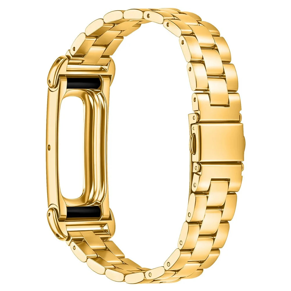 For Google Fitbit Air Stainless Steel Watch Band Electroplating Three Bead Chain Link Strap - Gold - 2