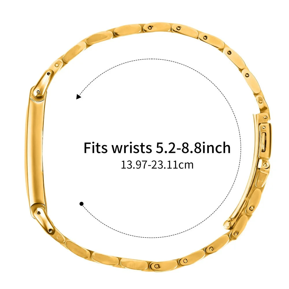 For Google Fitbit Air Metal Watch Band Eletroplating Stainless Steel Five-Bead Slim Strap - Gold - 5