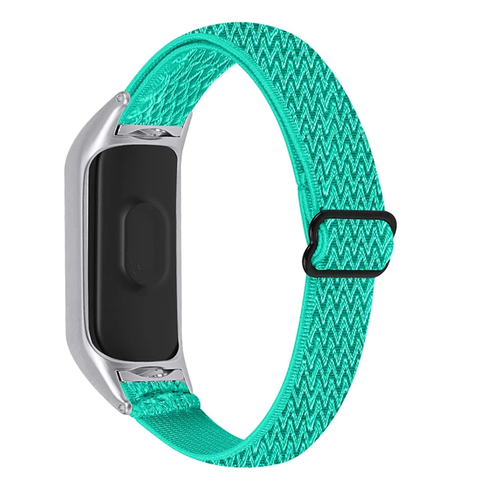 Braided Nylon Strap Watch Band Adjustable Elastic Solo Sports Loop Bracelet for Xiaomi Mi Band 4 / 3 - Mint Green - 1