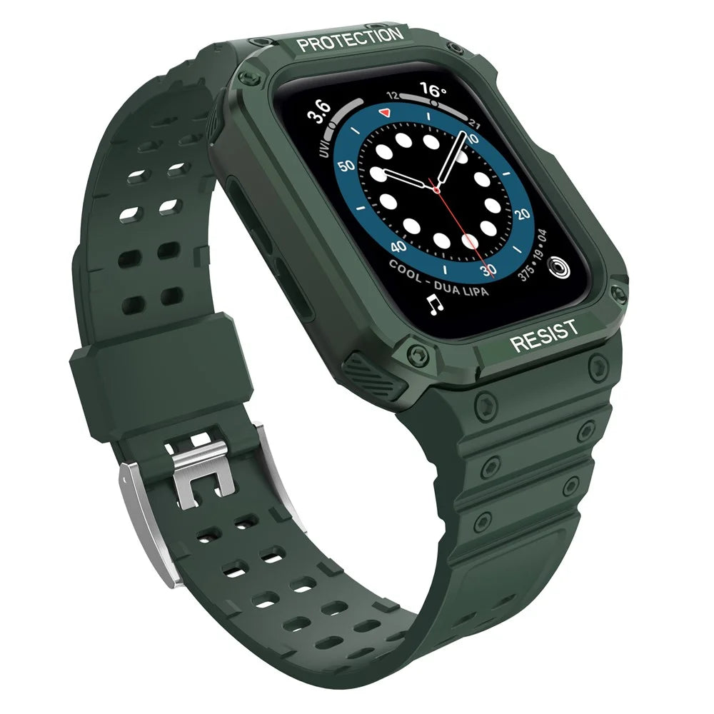 Electroplating One-Piece Soft TPU Smart Watch Replacement Strap for Apple Watch Series 11 10 42mm / 9 8 7 41mm / SE3 SE2 SE 6 5 4 40mm / 3 2 1 38mm - Midnight Green / Green - 3