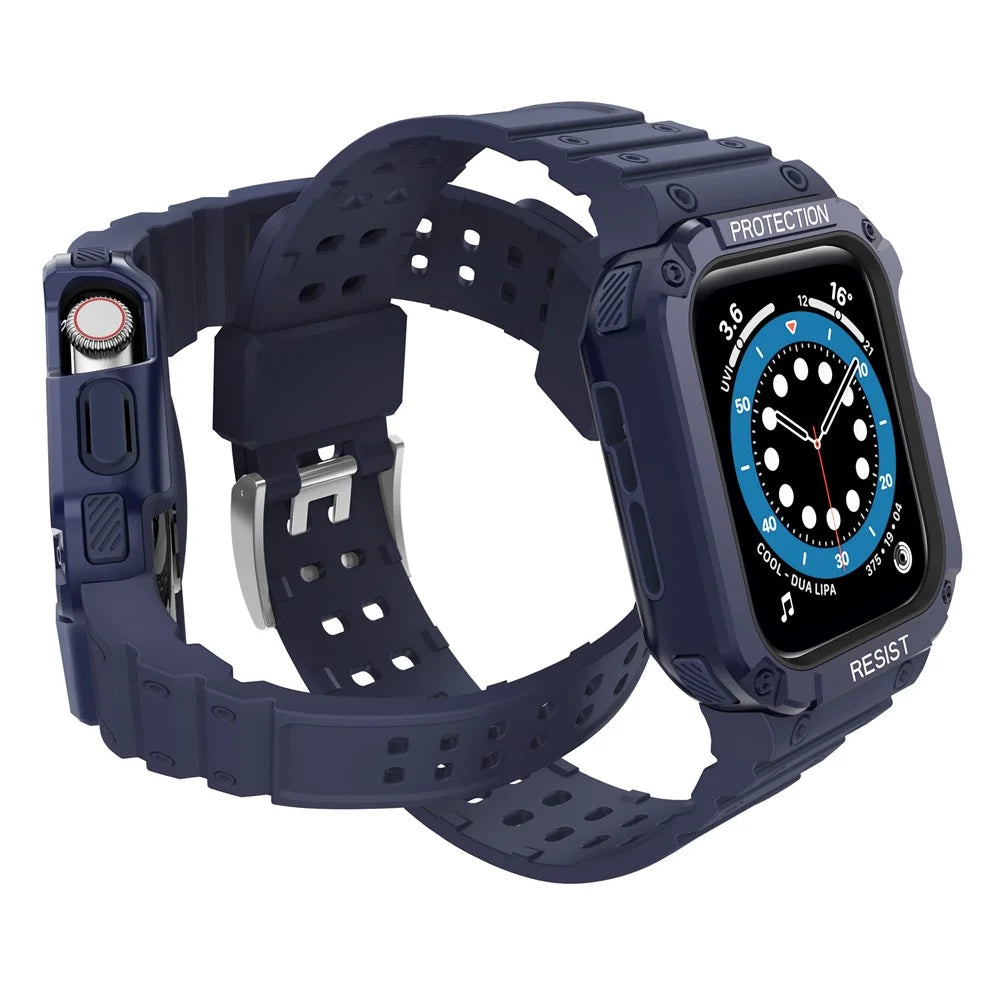 Electroplating One-piece Soft TPU Watch Band Replacement Wrist Strap for Apple Watch Series 6 / SE 44mm / SE (2022) 44mm / 5 / 4 44mm / 1 / 2 / 3 42mm / 7 45mm - Dark Blue / Blue - 2