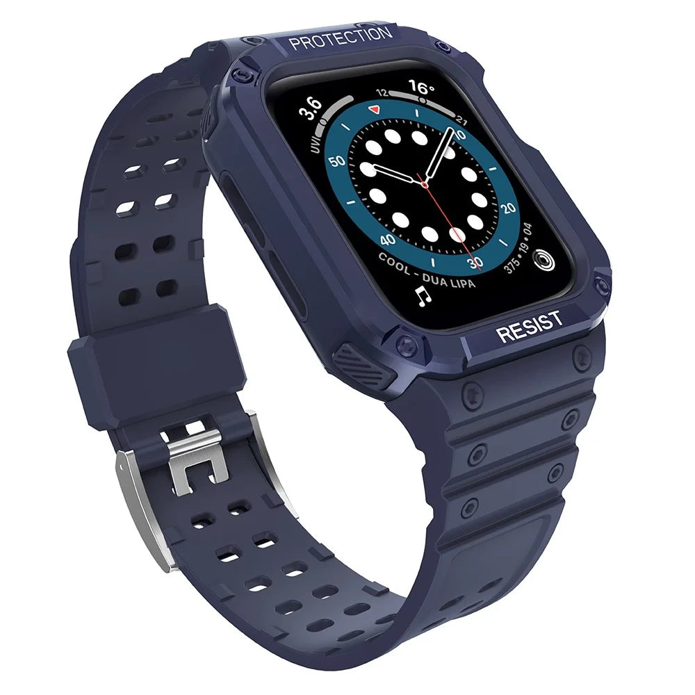 Electroplating One-piece Soft TPU Watch Band Replacement Wrist Strap for Apple Watch Series 6 / SE 44mm / SE (2022) 44mm / 5 / 4 44mm / 1 / 2 / 3 42mm / 7 45mm - Dark Blue / Blue - 3