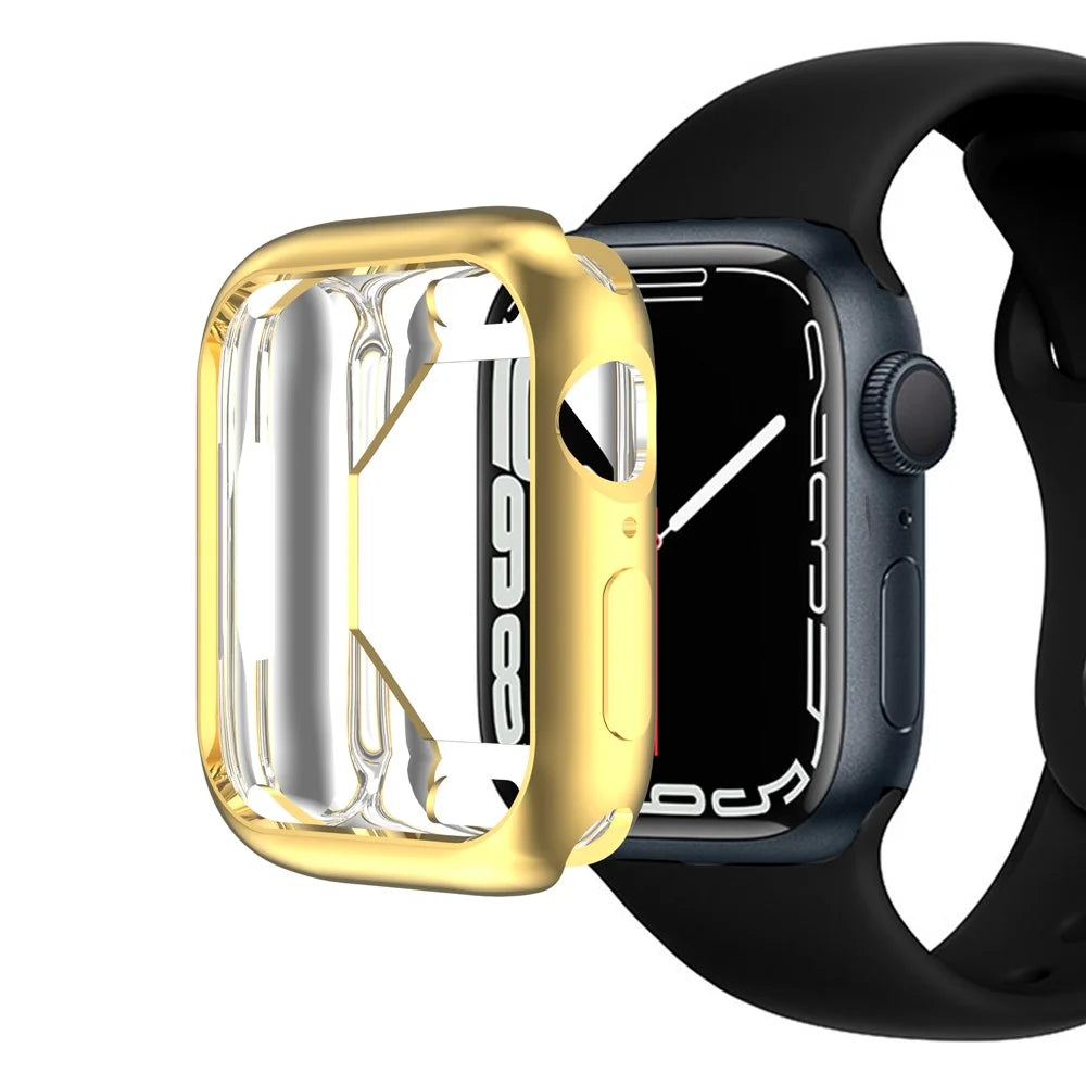 Dustproof Electroplating TPU Protective Watch Frame Case for Apple Watch Series 9 / 8 / 7 45mm - Gold - 7